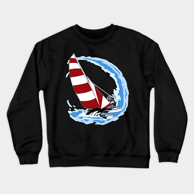 Love Sailing Gift Print Retro Sailor And Ocean Sailboat Design Crewneck Sweatshirt by Linco